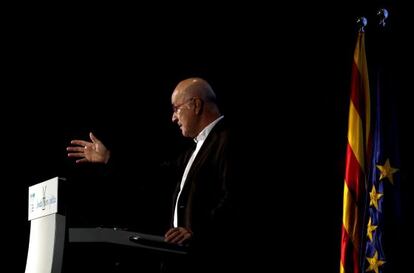 El presidente de comité de gobierno de UDC, Josep Antoni Duran Lleida, durante su intervención en la clausura de la jornada "Valores y política".