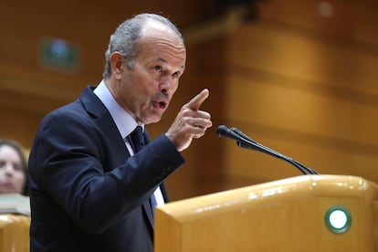 El ministro de Justicia, Juan Carlos Campo, durante una comparecencia en el Senado el pasado febrero.