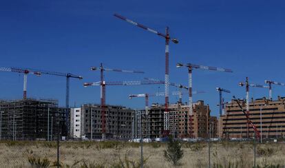 Edifición en construcción en el barrio de El Cañaveral, en el distrito madrileño de Vicálvaro.