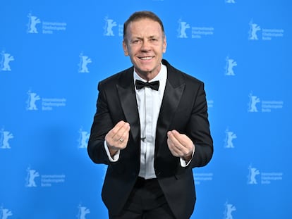 Rocco Siffredi, durante la presentación de 'Supersex', la serie de Netflix inspirada en su vida, el 22 de febrero en la Berlinale.