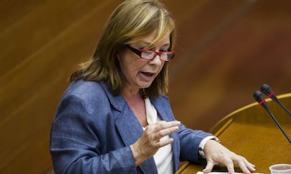 La portavoz de Esquerra Unida del País Valencià, Marga Sanz, durante su intervención.