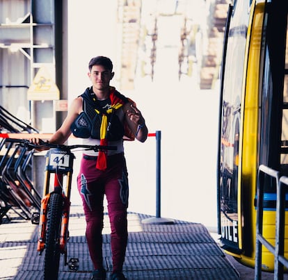 El campeón de España de Mountain bike Dani Castellanos durante la prueba de la Copa del Mundo de Val di Sole, Italia. Imágen cedida por su equipo.