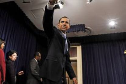 En la imagen un registro del presidente de Estados Unidos, Barack Obama, quien abordará en Nueva Orleans la importancia de tomar medidas que hagan crecer a la economía y creen empleos mediante el incremento de las exportaciones. EFE/Archivo
