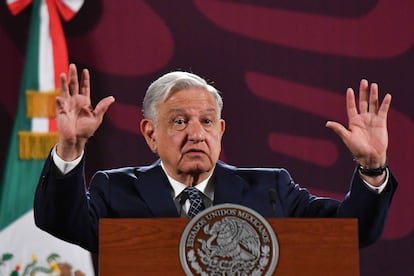 Andrés Manuel López Obrador, presidente de México, durante su intervención en la conferencia matutina realizada en Palacio Nacional el 12 de septiembre de 2024.