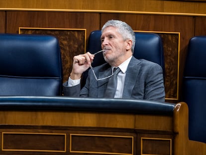 El ministro del Interior, Fernando Grande-Marlaska, este miércoles en el Congreso de los Diputados.
