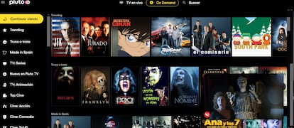 La sección de contenido bajo demanda de Pluto TV.
