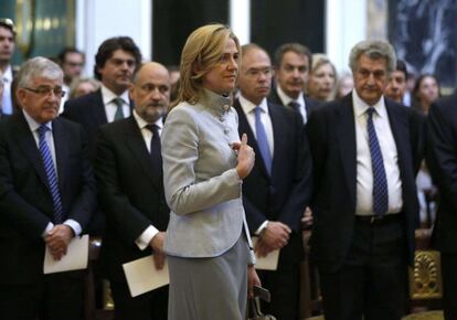 La infanta Cristina en la misa homenaje al centenario de su abuelo, Juan de Borbón, el 20 de junio de 2013 en Madrid.