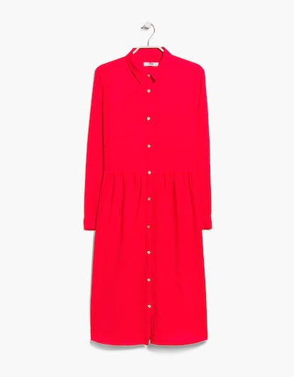 Vestido rojo de Mango rebajado al 50%. Ahora 17,99 euros.