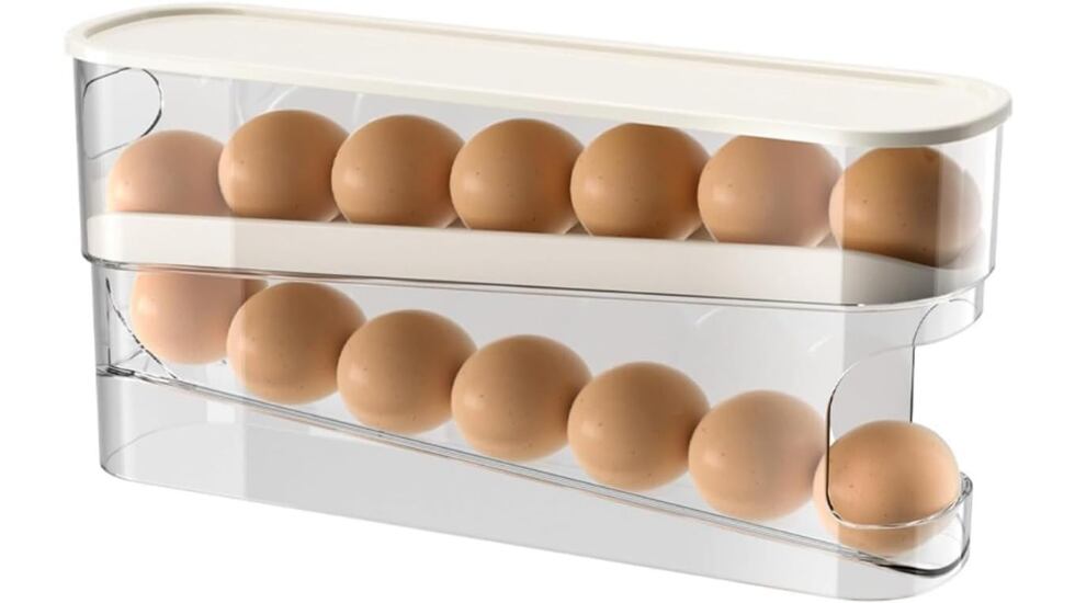 Este organizador ayuda a almacenar de forma segura los huevos.
