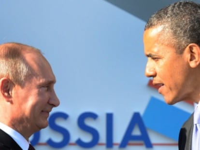 Putin (esq.) e Obama (dir.), em junho.