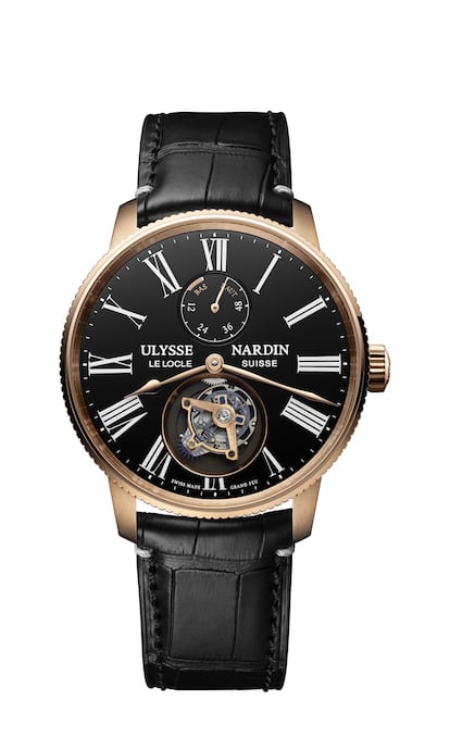 La nueva edición del Torpilleur Tourbillon 42mm de Ulysse Nardin está limitada a 175 piezas. Un guiño al 175º aniversario de la marca, que recoge en este modelo su legado y saber hacer: la tecnología del silicio, la historia del tourbillon y un diseño propio.
Precio:  42.200 euros.