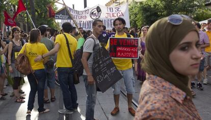 Protesta estudiantil en Sevilla contra la reforma educativa.  