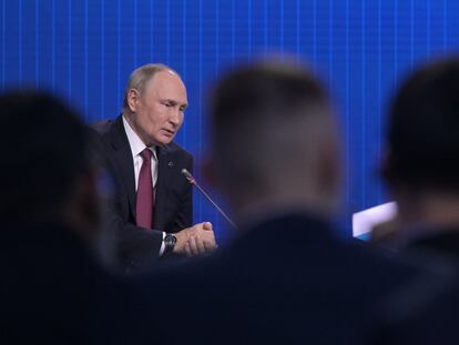 Vladímir Putin, durante su intervención este jueves en el foro Valdái, celebrado a las afueras de Moscú.