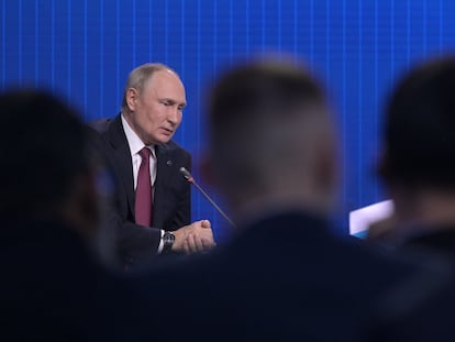 Vladímir Putin, durante su intervención este jueves en el foro Valdái, celebrado a las afueras de Moscú.