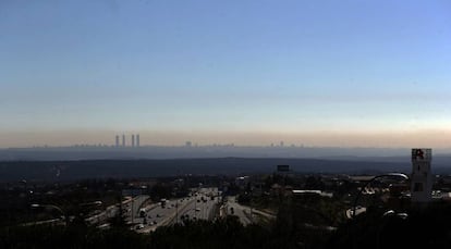 Pollution haze over Madrid, in March 2017.