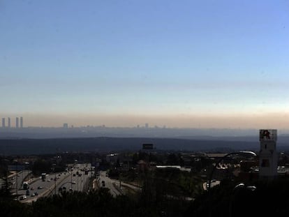 Pollution haze over Madrid, in March 2017.