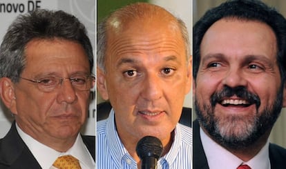 Tadeu Filippelli, assessor especial de Temer (&agrave; esq.), os ex-governadores  Jos&eacute; Roberto Arruda e Agnelo Queiroz (&agrave; dir.)