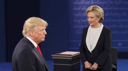 Donald Trump y Hillary Clinton durante el debate