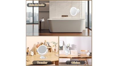 This large suction cup mirror can be mounted on any smooth surface.