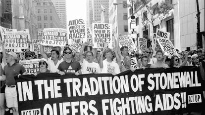 Protesta en 1994 en Nueva York en la que participaron miembros de Act Up, una organización que lucha por los derechos de los enfermos de sida y en contra de su discriminación.