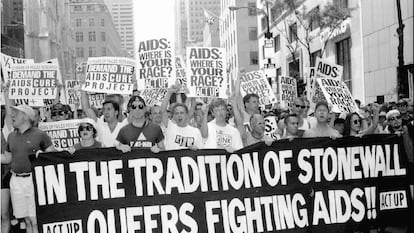 Protesta en 1994 en Nueva York en la que participaron miembros de Act Up, una organización que lucha por los derechos de los enfermos de sida y en contra de su discriminación.