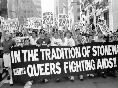 Protesta en 1994 en Nueva York en la que participaron miembros de Act Up, una organización que lucha por los derechos de los enfermos de sida y en contra de su discriminación.
