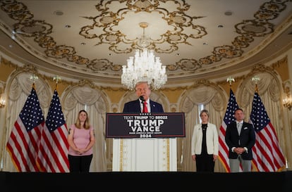 Donald Trump, habla durante una conferencia en Palm Beach, este martes. 