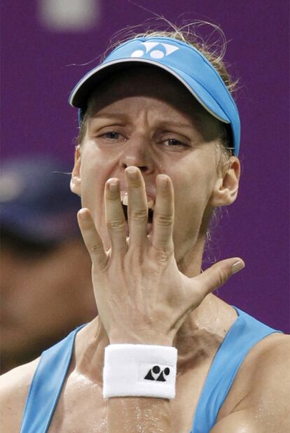 Elena Dementieva, durante el partido ante Francesca Schiavone en Doha.