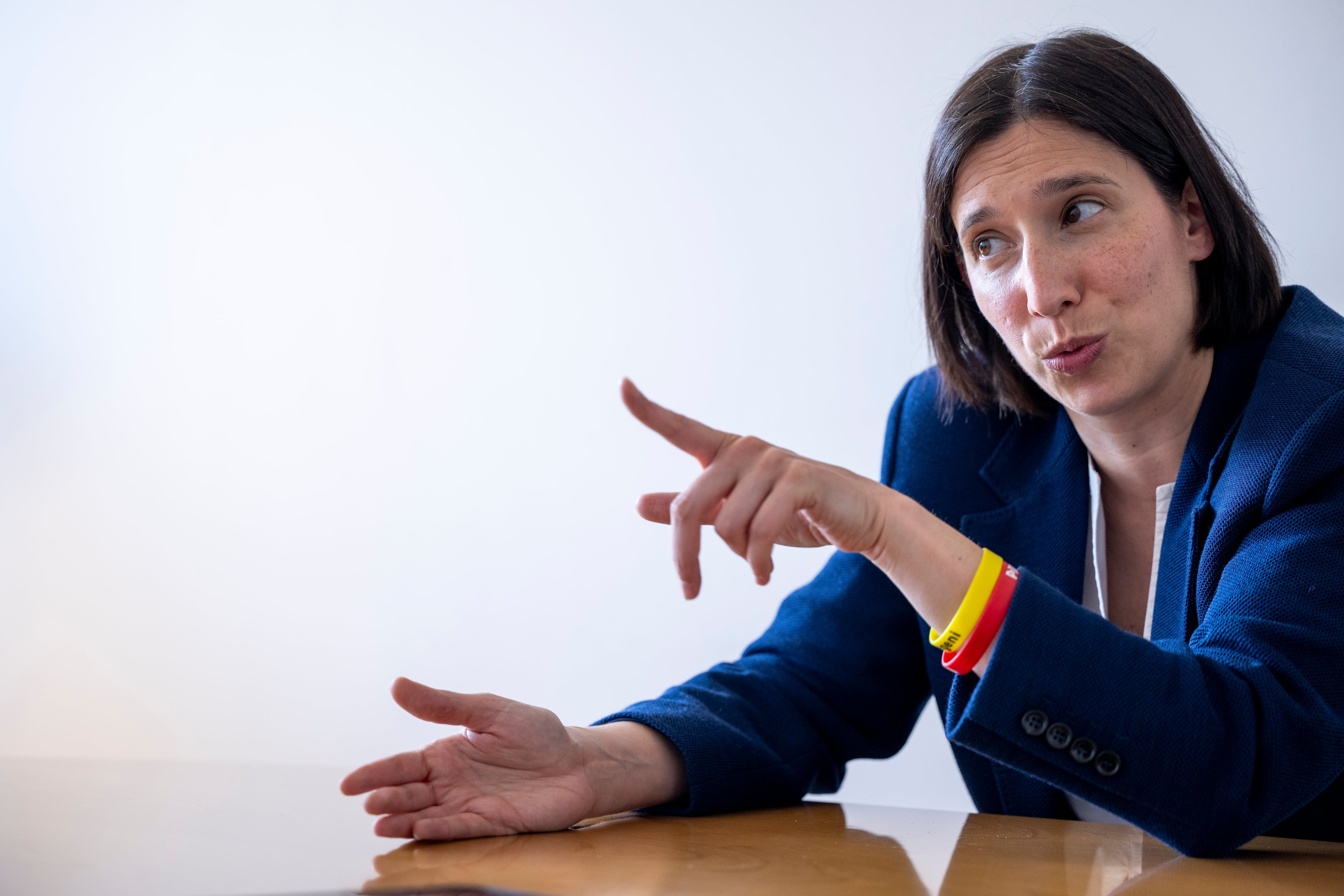 Elly Schlein, en un momento de la entrevista.