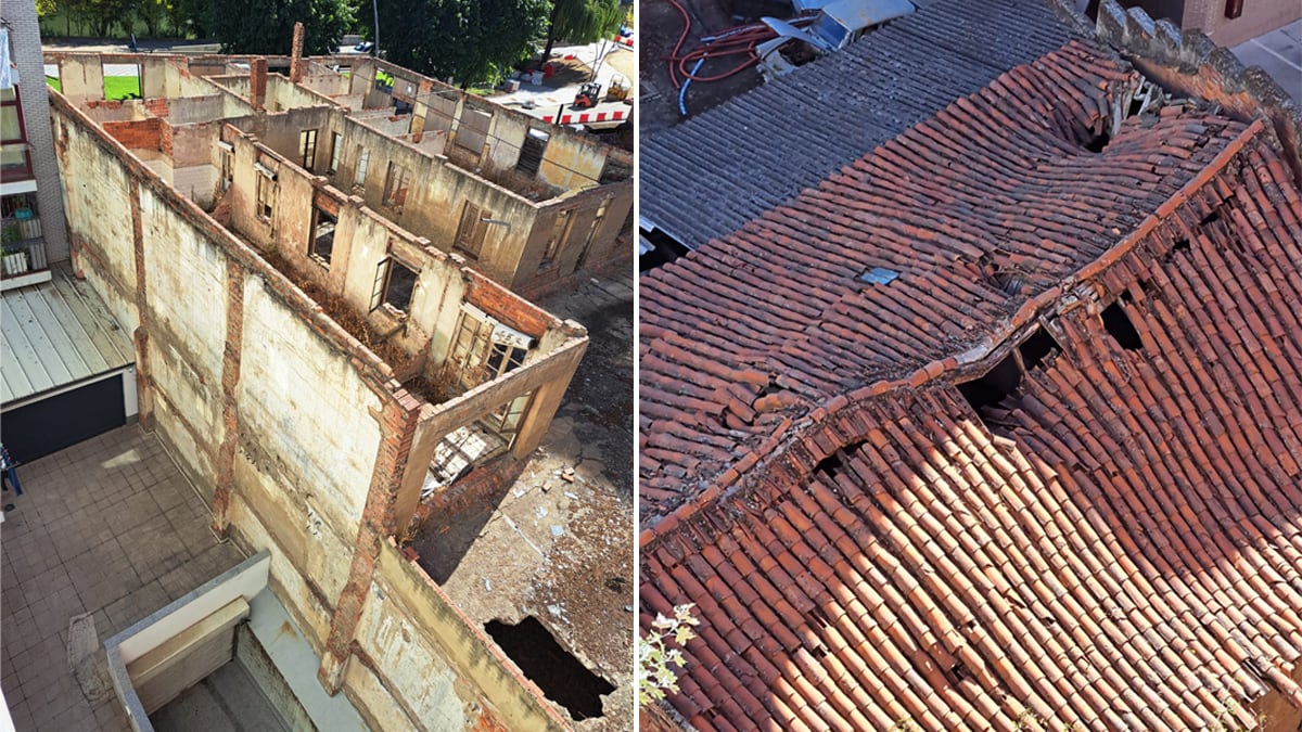 Proclamas en sábanas contra ratas y basura en León: el bloque de vecinos harto tras 25 años junto a una ruinosa bodega abandonada 