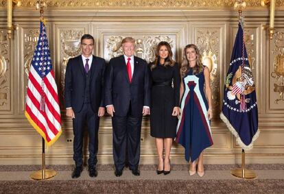 Pedro Sánchez, Donald y Melania Trump y Begoña Gómez.