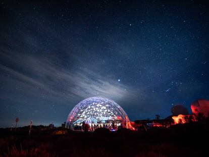 Carpa transparente donde se celebró la cena organizada por Dom Pérignon en el Observatorio del Teide.