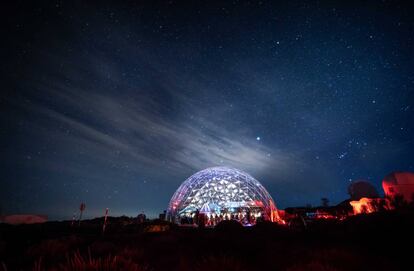 Carpa transparente donde se celebró la cena organizada por Dom Pérignon en el Observatorio del Teide.