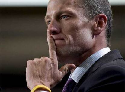 Armstrong, durante la rueda de prensa en la que anunció su incorporación al Astana.