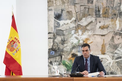 Prime Minister Pedro Sánchez at a meeting of Committee for the Technical Management of Covid-19 on Saturday.