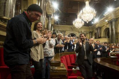 Lluís Llach, en el Parlament de Cataluña.