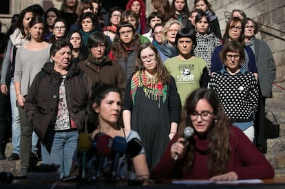 Las diputadas de la CUP en el acto feminista del pasado enero. 