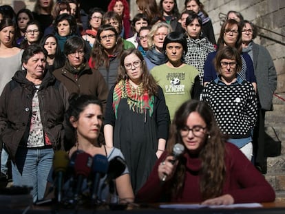 Las diputadas de la CUP en el acto feminista del pasado enero. 