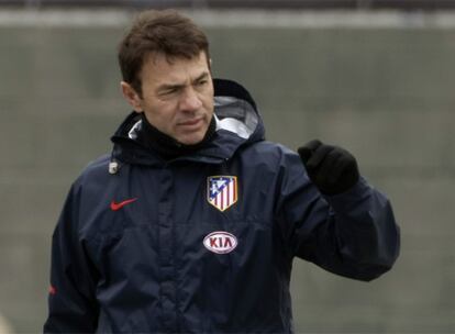 Abel, ayer viernes en el entrenamiento del Atlético de Madrid en Majadahonda.