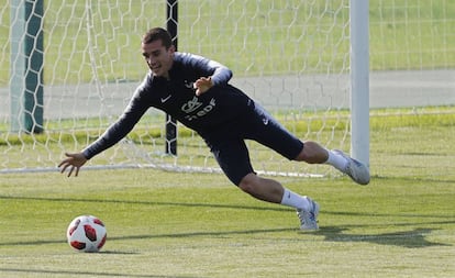 Griezmann, durante el último entrenamiento de Francia en Istra, a las afueras de Moscú.