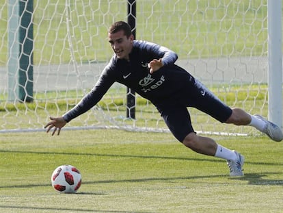 Griezmann, durante el último entrenamiento de Francia en Istra, a las afueras de Moscú.