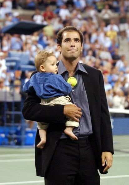 Pete Sampras, durante un acto de despedida en 2003.