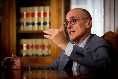 Miguel Ángel Aguilar, el jueves en la sede de la Fiscalía General en Madrid.