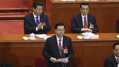 El presidente del Comit&eacute; Permanente de la Asamblea Nacional Popular, Zhang Dejiang, este jueves en Pek&iacute;n. 