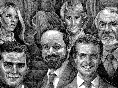 Retratos de líderes de la derecha española.