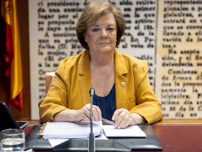 La presidenta del Tribunal de Cuentas, Enriqueta Chicano Jávega, comparece en el Senado, este jueves en la comisión del 'caso Koldo' tras el informe de la Unidad Central Operativa (UCO) sobre José Luis Ábalos