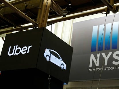 Cartel de Uber en la Bolsa de Nueva York
