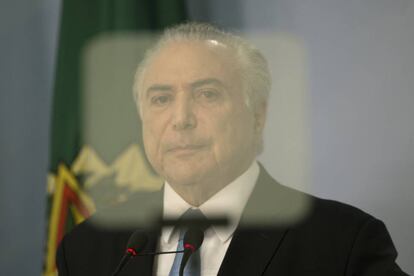 Temer em pronunciamento após arquivamento da denúncia contra ele.