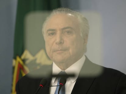 Temer em pronunciamento após arquivamento da denúncia contra ele.