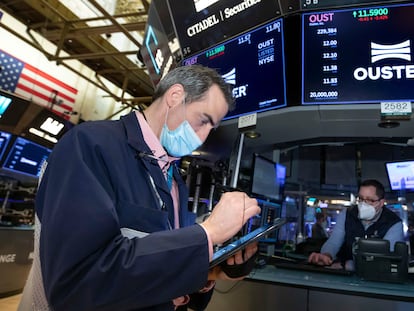 Operadores en la Bolsa de Nueva York.